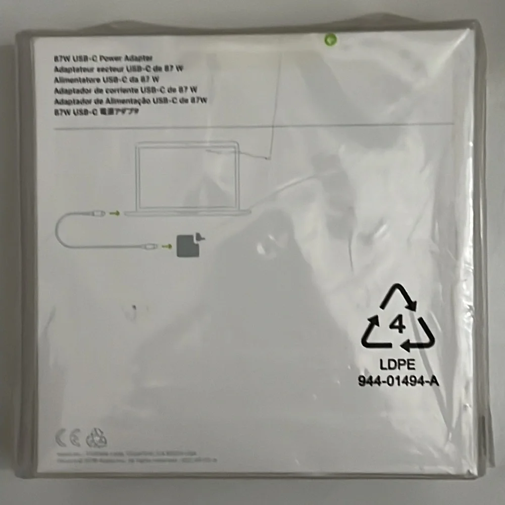 Apple 87w Power Adapter with USB-C charge cable